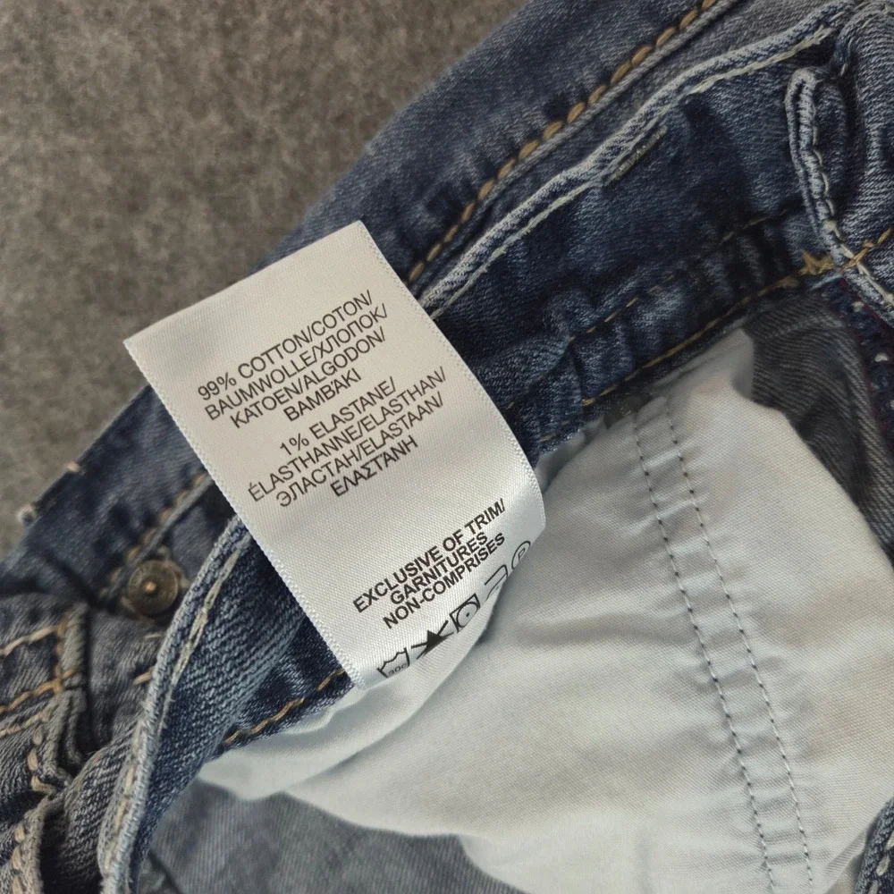 Silver Jeans Zac Mens 34x32 Light Wash Relaxed Straight Denim Jeans Distressed